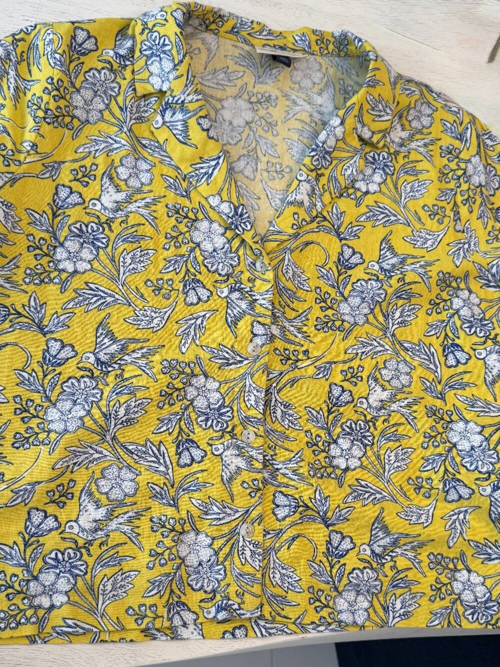 Universal Threads Yellow Short Sleeve Blouse, button front